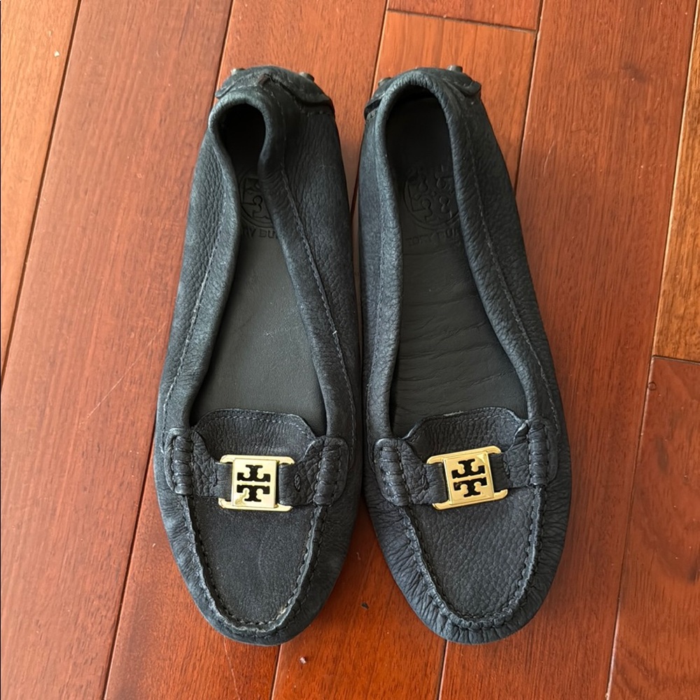 Tory Burch Navy Blue Leather Loafers